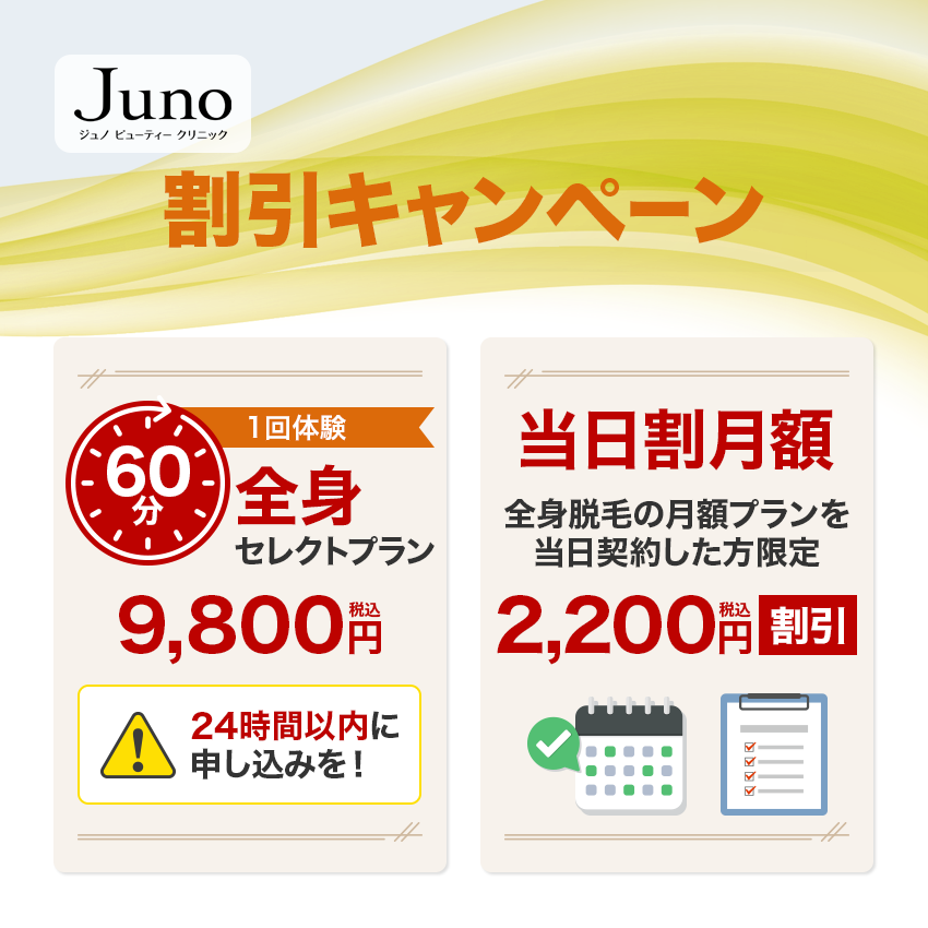 ジュノビューティークリニックの割引キャンペーン