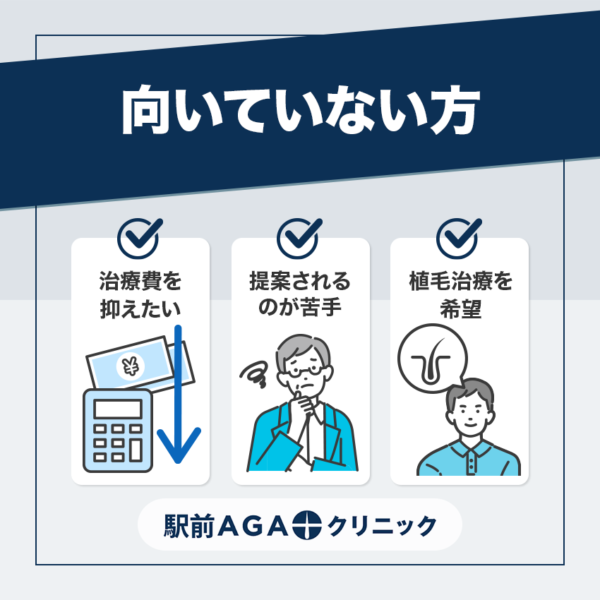 駅前AGAクリニックが向いていない方の特徴