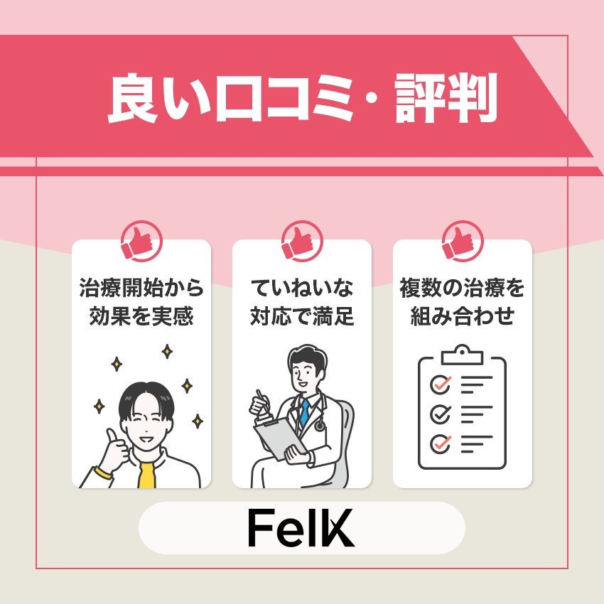 FelK(フェルケ)と運営元が同じクリニックの良い口コミ・評判