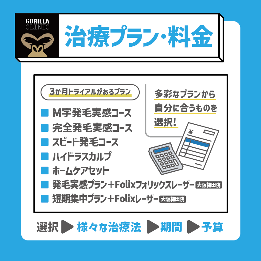 ゴリラクリニックのAGAの治療プラン・料金解説画像