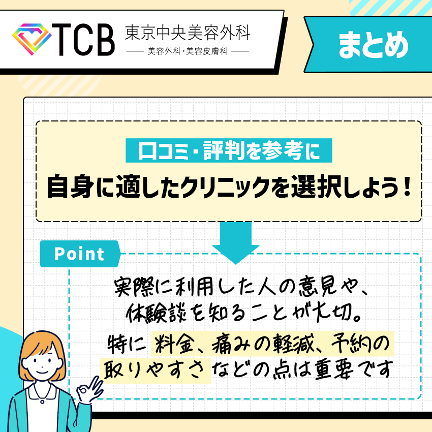 口コミ・評判を参考に自身に適したクリニックを選択しよう！